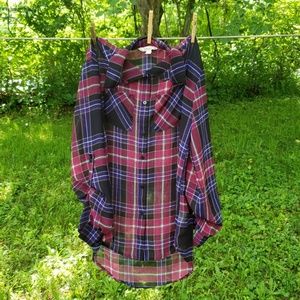 Sheer plaid blouse